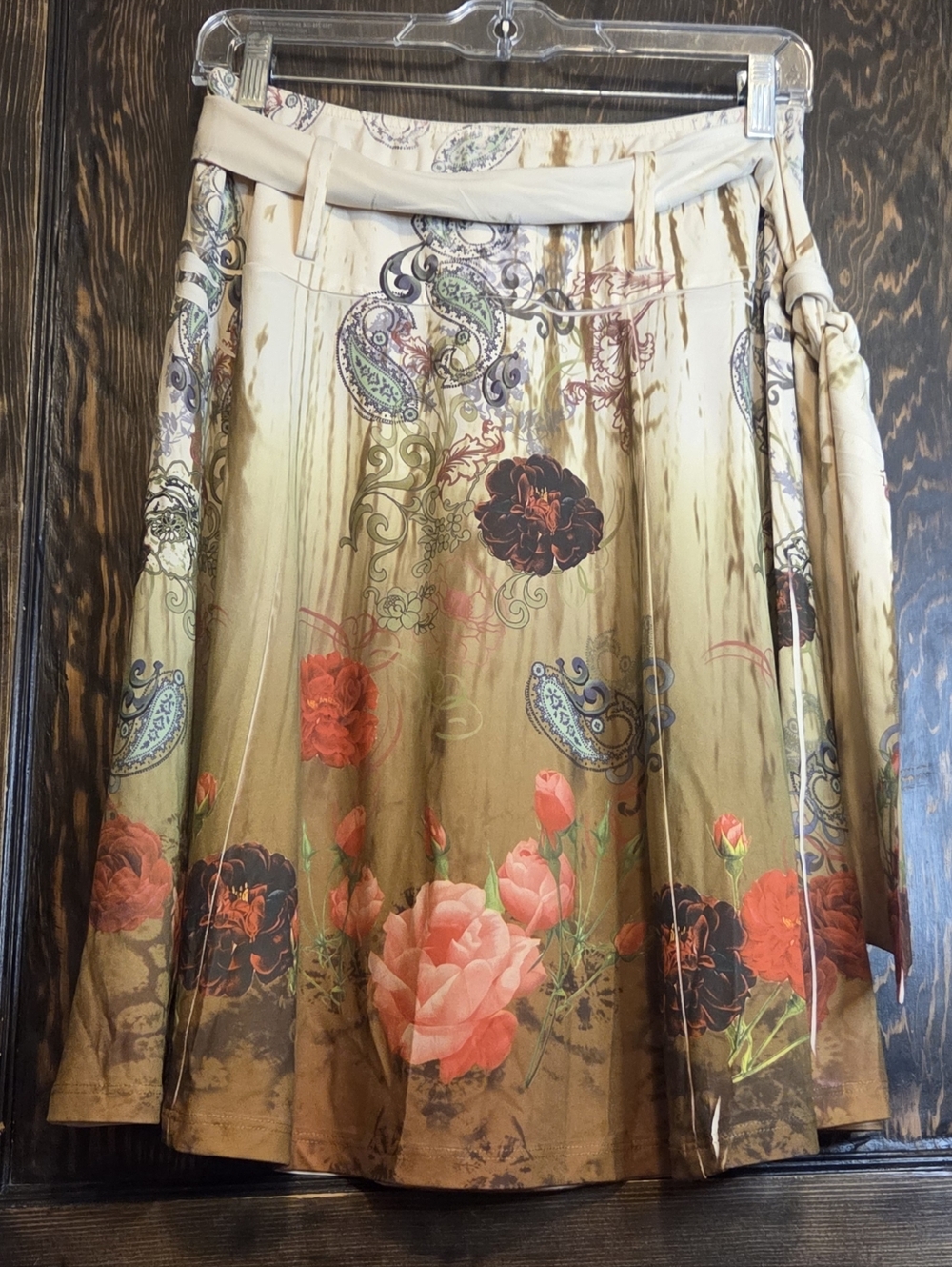 Lapis Floral Rose A-Line Midi Skirt Bohemian *Anthropologie*